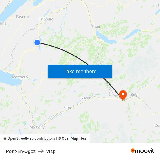 Pont-En-Ogoz to Visp map