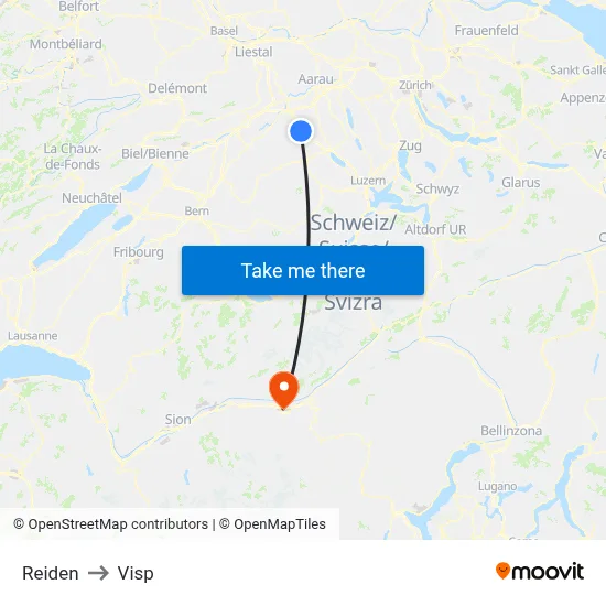 Reiden to Visp map