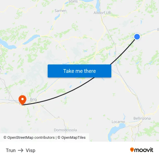 Trun to Visp map