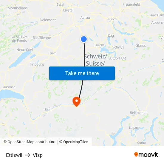 Ettiswil to Visp map