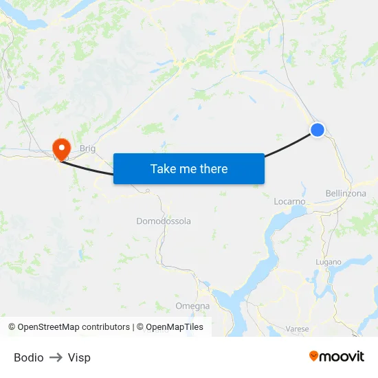 Bodio to Visp map