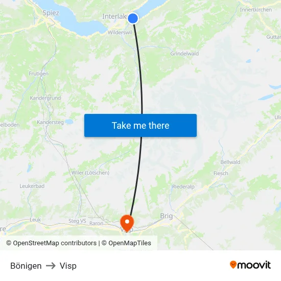 Bönigen to Visp map