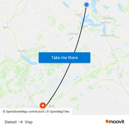 Dietwil to Visp map