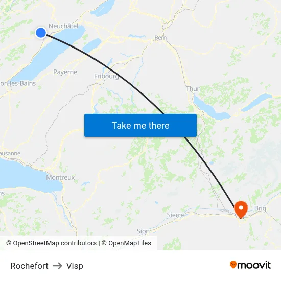 Rochefort to Visp map