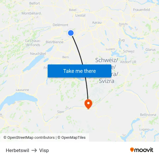 Herbetswil to Visp map
