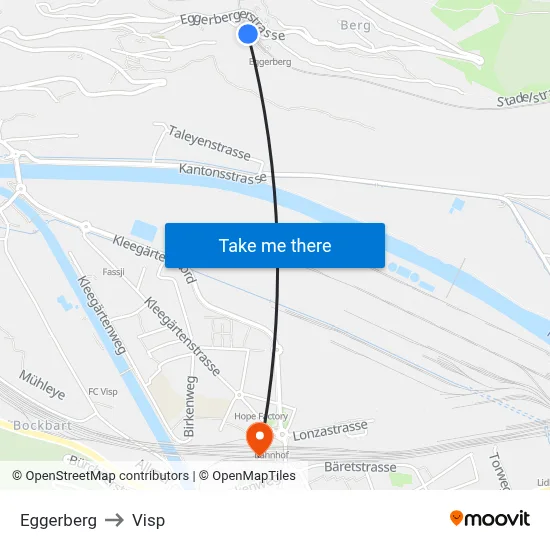 Eggerberg to Visp map