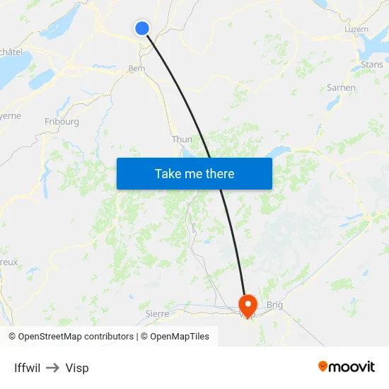 Iffwil to Visp map
