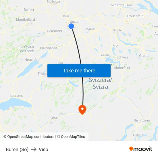 Büren (So) to Visp map