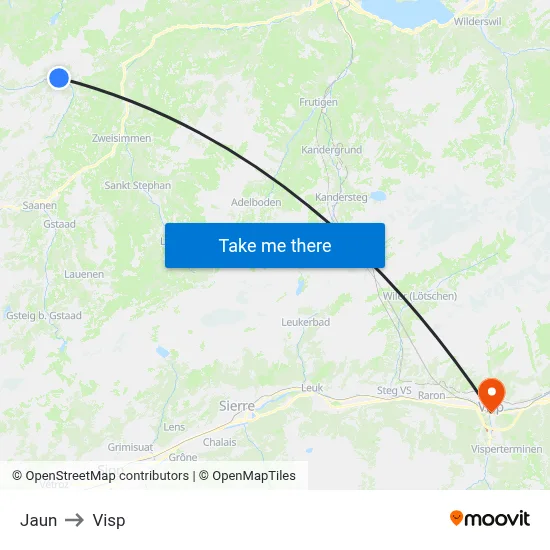 Jaun to Visp map
