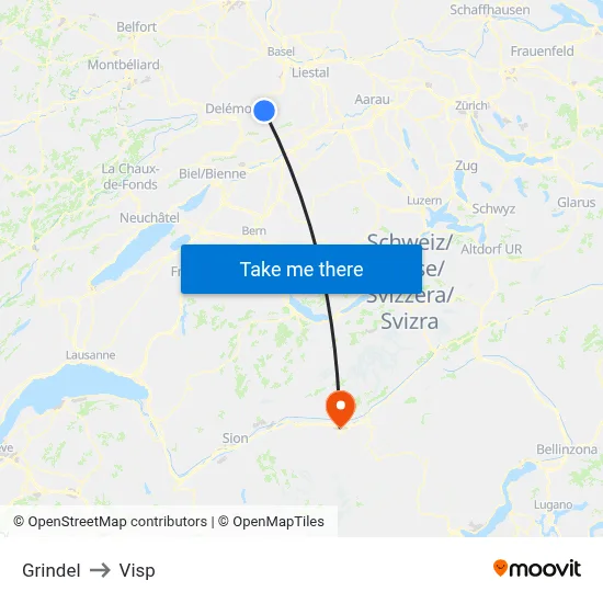 Grindel to Visp map