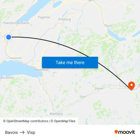 Bavois to Visp map