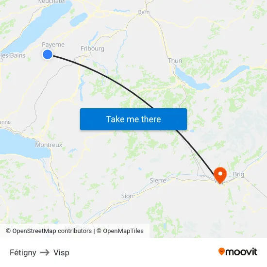 Fétigny to Visp map