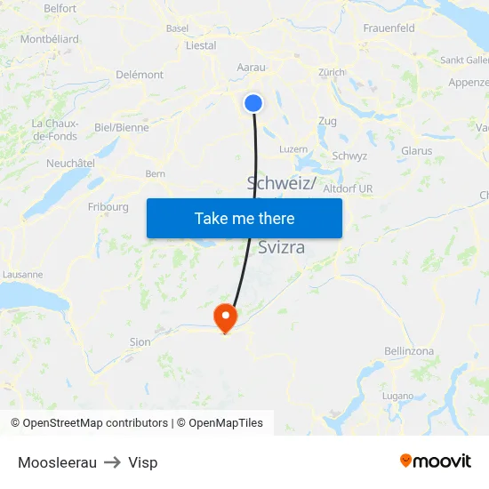 Moosleerau to Visp map