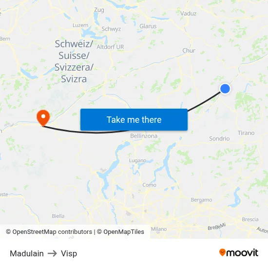 Madulain to Visp map