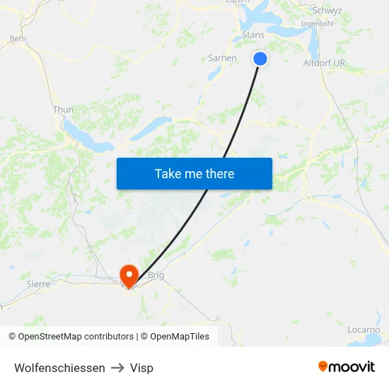 Wolfenschiessen to Visp map