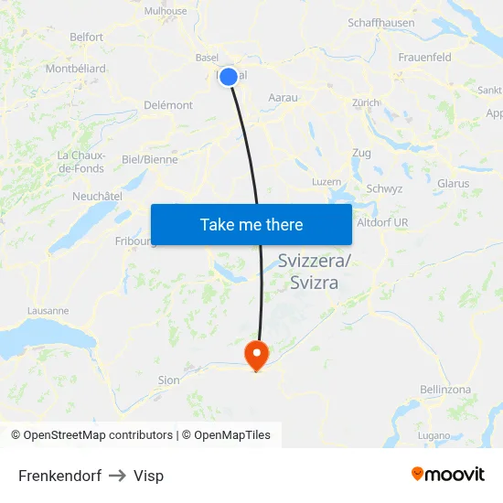Frenkendorf to Visp map