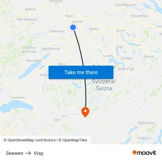 Seewen to Visp map