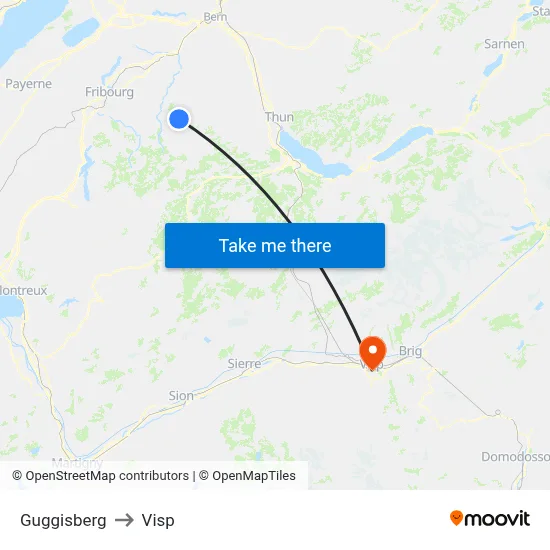 Guggisberg to Visp map