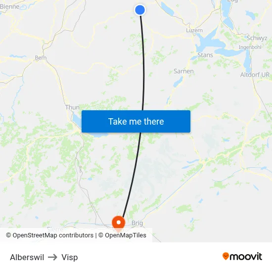 Alberswil to Visp map