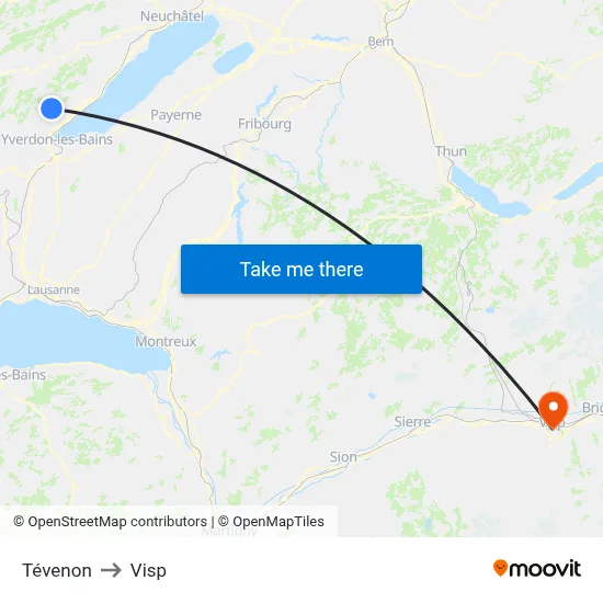 Tévenon to Visp map