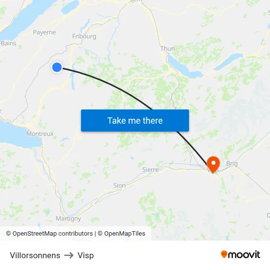 Villorsonnens to Visp map