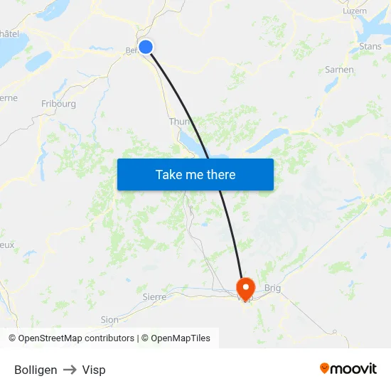 Bolligen to Visp map