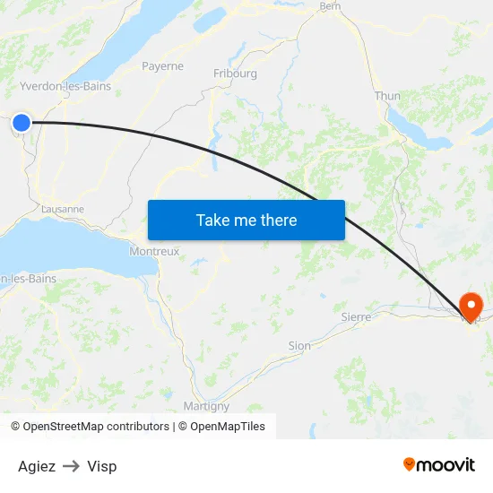 Agiez to Visp map
