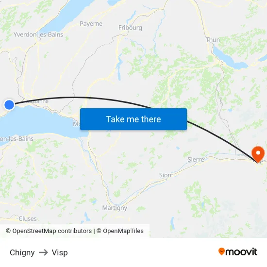 Chigny to Visp map