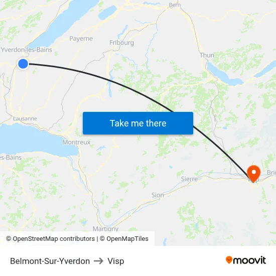 Belmont-Sur-Yverdon to Visp map