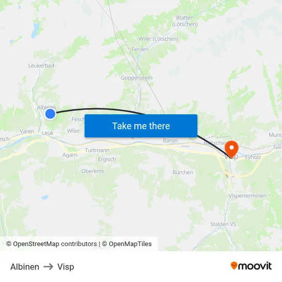 Albinen to Visp map