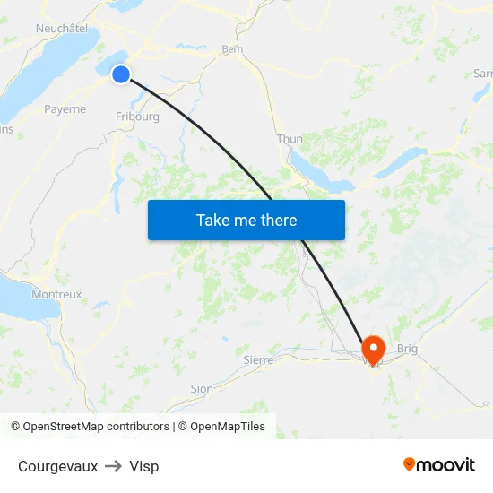 Courgevaux to Visp map