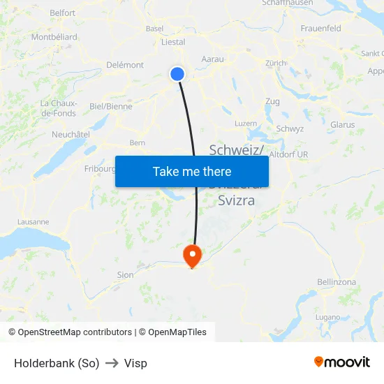 Holderbank (So) to Visp map