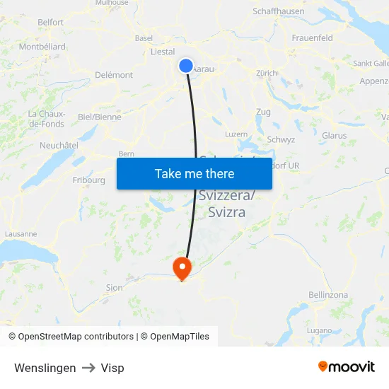 Wenslingen to Visp map