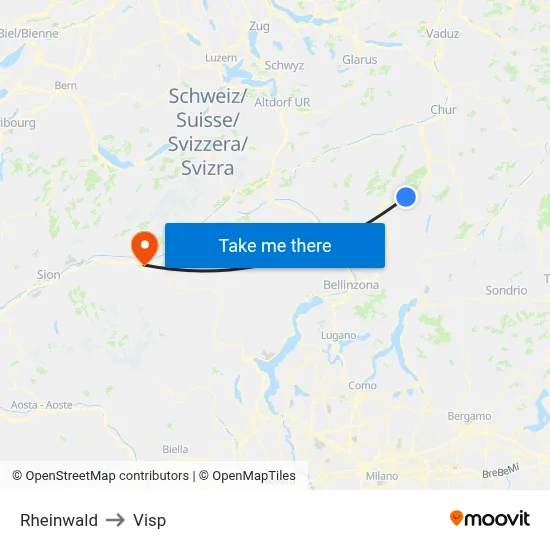 Rheinwald to Visp map