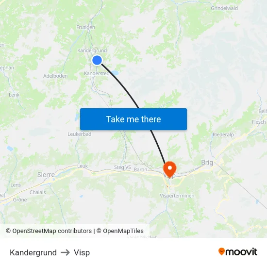 Kandergrund to Visp map