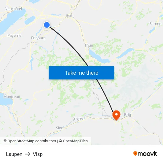 Laupen to Visp map