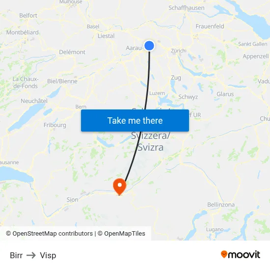 Birr to Visp map