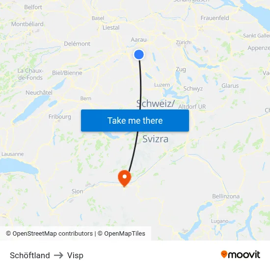 Schöftland to Visp map