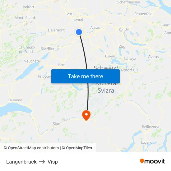 Langenbruck to Visp map