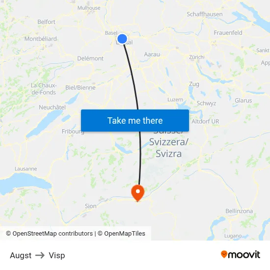 Augst to Visp map