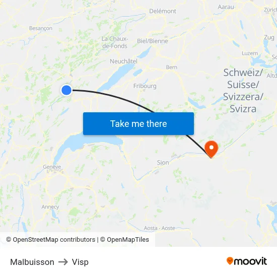 Malbuisson to Visp map
