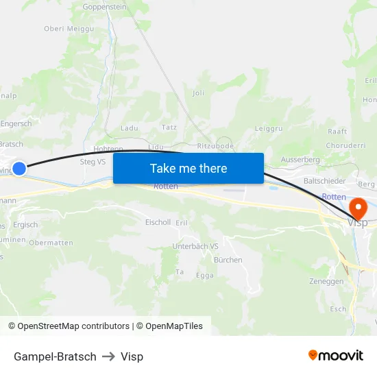 Gampel-Bratsch to Visp map