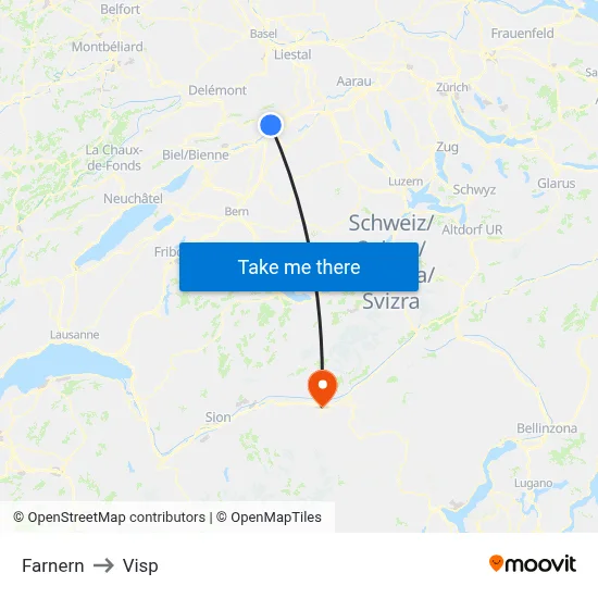 Farnern to Visp map