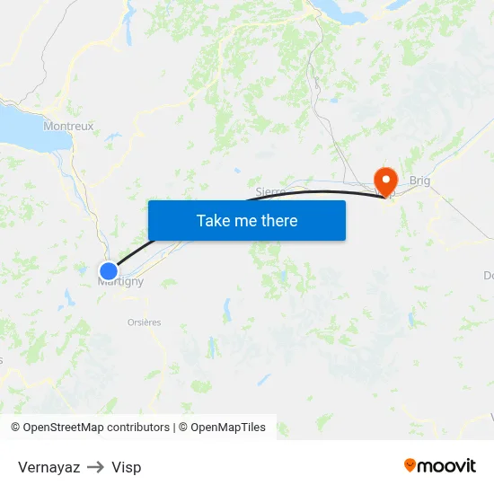 Vernayaz to Visp map