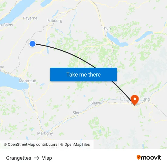Grangettes to Visp map