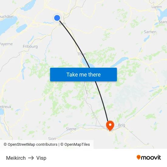 Meikirch to Visp map