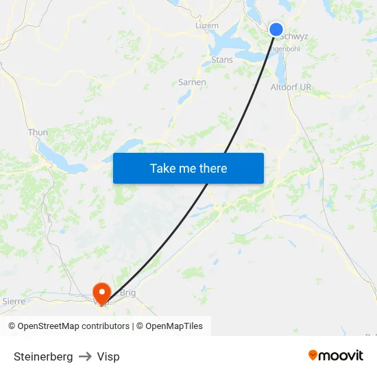 Steinerberg to Visp map