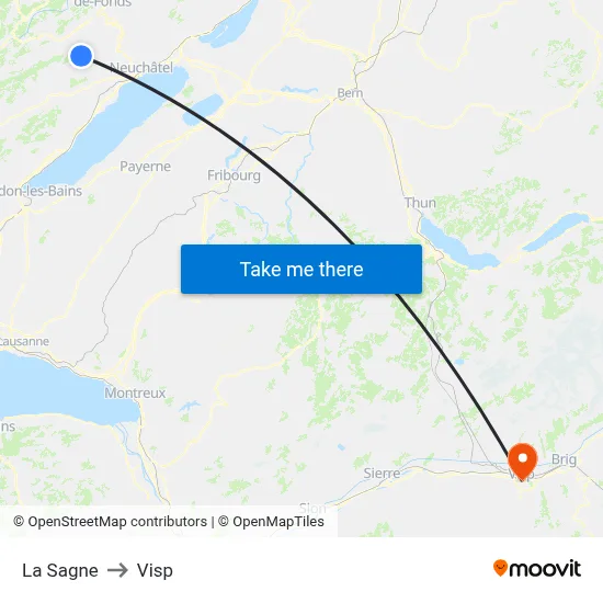 La Sagne to Visp map