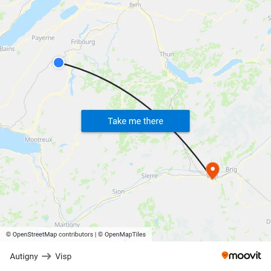 Autigny to Visp map