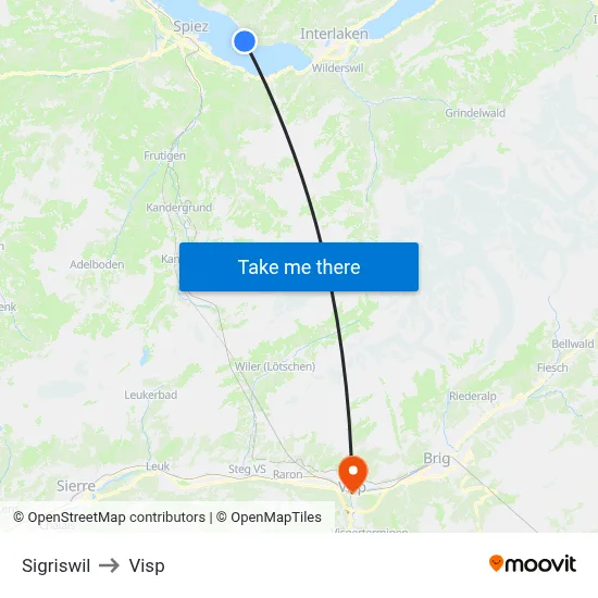 Sigriswil to Visp map